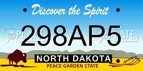 298AP5 North Dakota License Plate