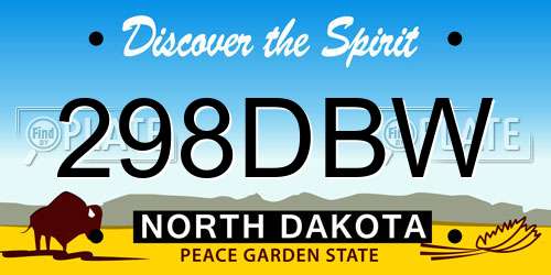 298DBW North Dakota License Plate