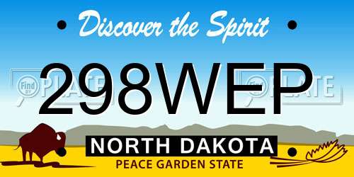 298WEP North Dakota License Plate