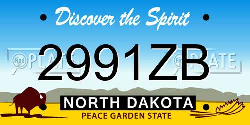 2991ZB North Dakota License Plate