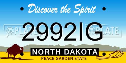 2992IG North Dakota License Plate
