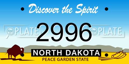 2996 North Dakota License Plate