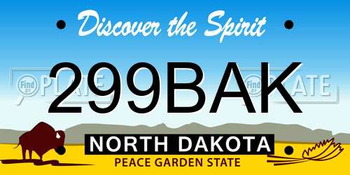 299BAK North Dakota License Plate