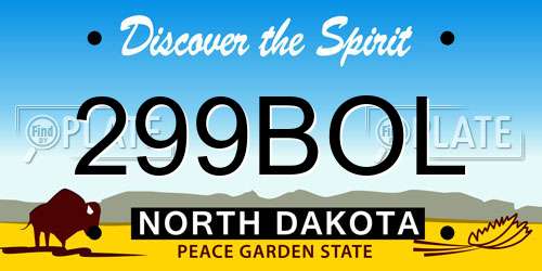 299BOL North Dakota License Plate