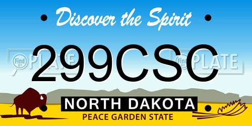 299CSC North Dakota License Plate