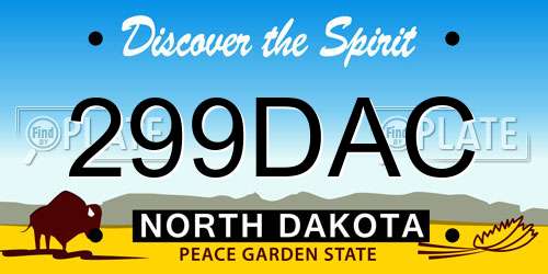 299DAC North Dakota License Plate