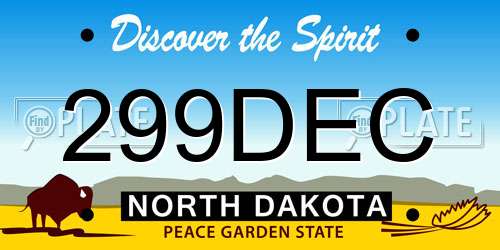 299DEC North Dakota License Plate