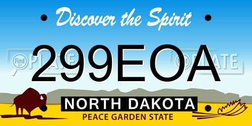299EOA North Dakota License Plate