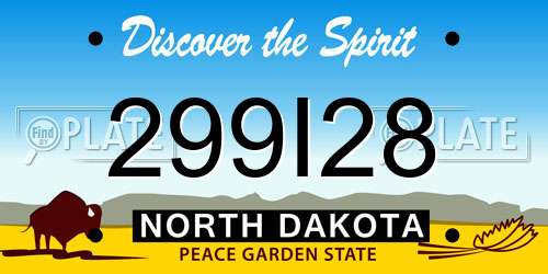 299I28 North Dakota License Plate