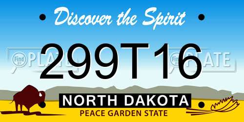 299T16 North Dakota License Plate