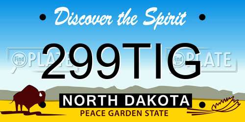 299TIG North Dakota License Plate