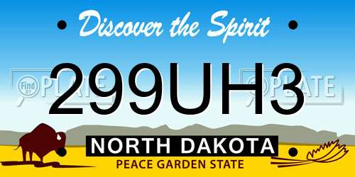 299UH3 North Dakota License Plate