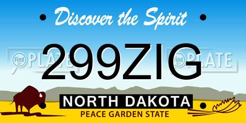 299ZIG North Dakota License Plate