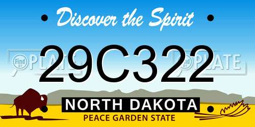 29C322 North Dakota License Plate