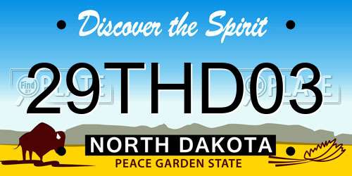 29THD03 North Dakota License Plate
