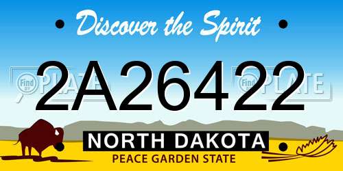 2A26422 North Dakota License Plate