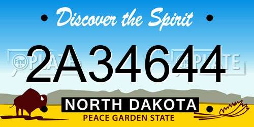 2A34644 North Dakota License Plate