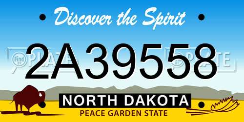 2A39558 North Dakota License Plate