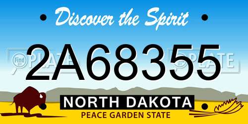2A68355 North Dakota License Plate