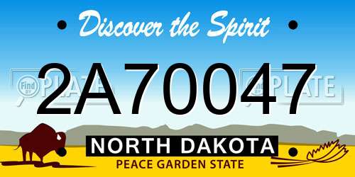 2A70047 North Dakota License Plate