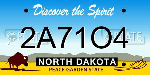 2A71O4 North Dakota License Plate