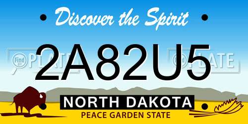 2A82U5 North Dakota License Plate