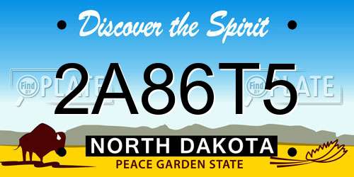 2A86T5 North Dakota License Plate