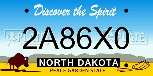 2A86X0 North Dakota License Plate