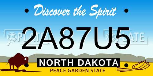 2A87U5 North Dakota License Plate