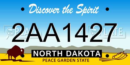 2AA1427 North Dakota License Plate