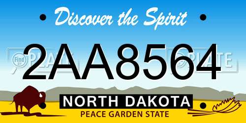 2AA8564 North Dakota License Plate