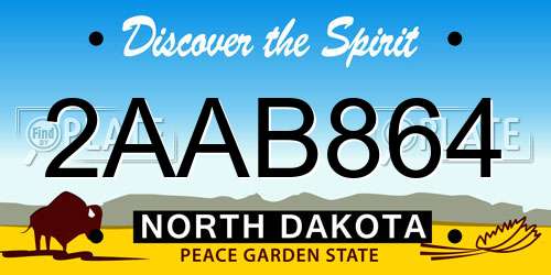 2AAB864 North Dakota License Plate