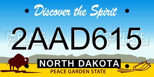 2AAD615 North Dakota License Plate