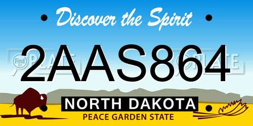 2AAS864 North Dakota License Plate