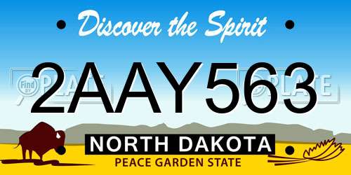 2AAY563 North Dakota License Plate