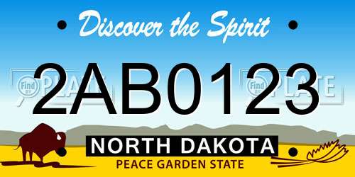 2AB0123 North Dakota License Plate