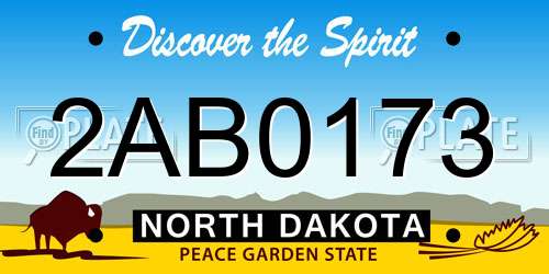 2AB0173 North Dakota License Plate