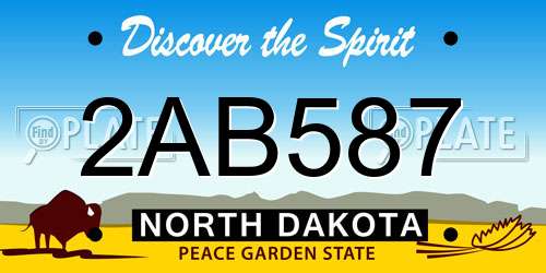 2AB587 North Dakota License Plate