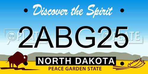 2ABG25 North Dakota License Plate
