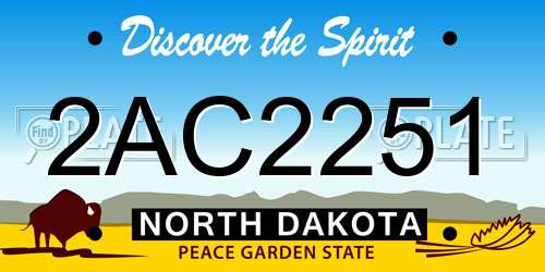 2AC2251 North Dakota License Plate