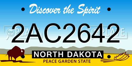 2AC2642 North Dakota License Plate