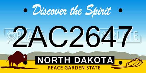 2AC2647 North Dakota License Plate