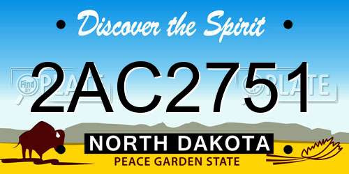 2AC2751 North Dakota License Plate