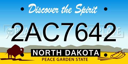 2AC7642 North Dakota License Plate
