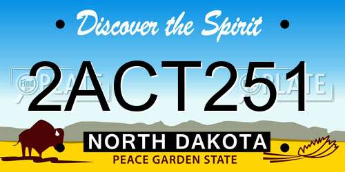 2ACT251 North Dakota License Plate