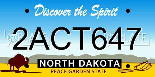 2ACT647 North Dakota License Plate