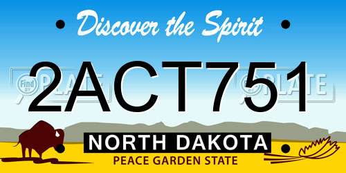 2ACT751 North Dakota License Plate