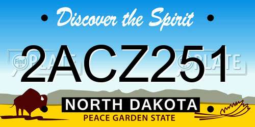 2ACZ251 North Dakota License Plate