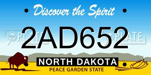 2AD652 North Dakota License Plate
