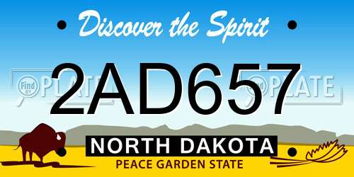 2AD657 North Dakota License Plate